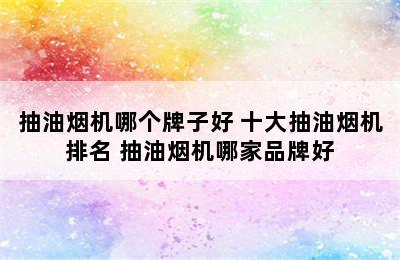 抽油烟机哪个牌子好 十大抽油烟机排名 抽油烟机哪家品牌好